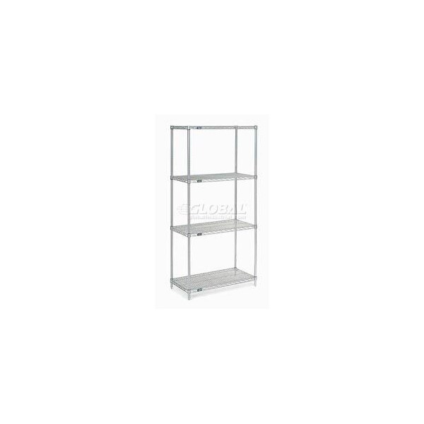 Global Equipment Nexel Stainless Steel Wire Shelving Starter 36"W x 24"D x 86"H 24368S - main